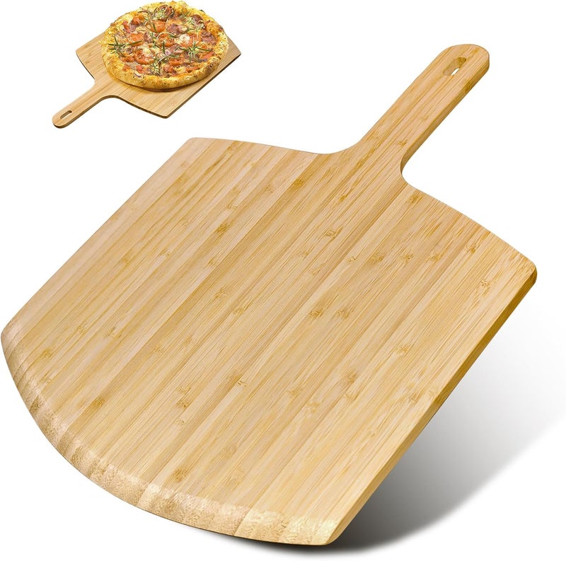 TUOCON Pizza Peel 12inch Bamboo Pizza Paddle Wooden Pizza Peel Pizza Server for Ooni Oven Accessory Pizza Spatula Baking Homemade Cheese Bread Turner Pizza Pre board Pizza Tools Gift - Image 1